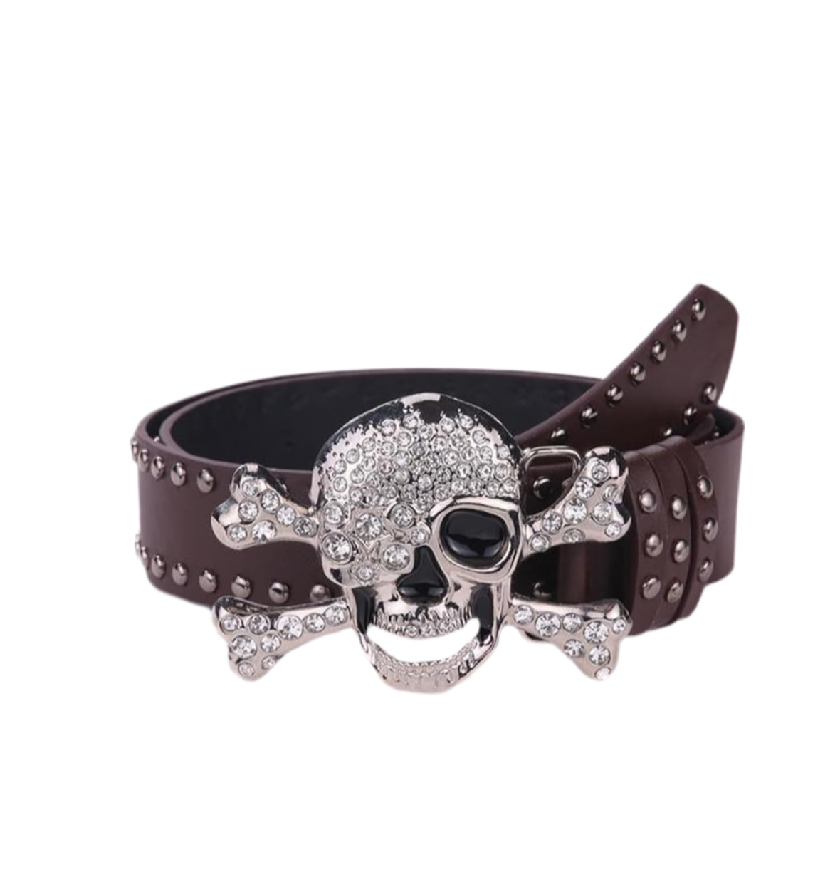 Ceinture boucle de tête de mort en strass