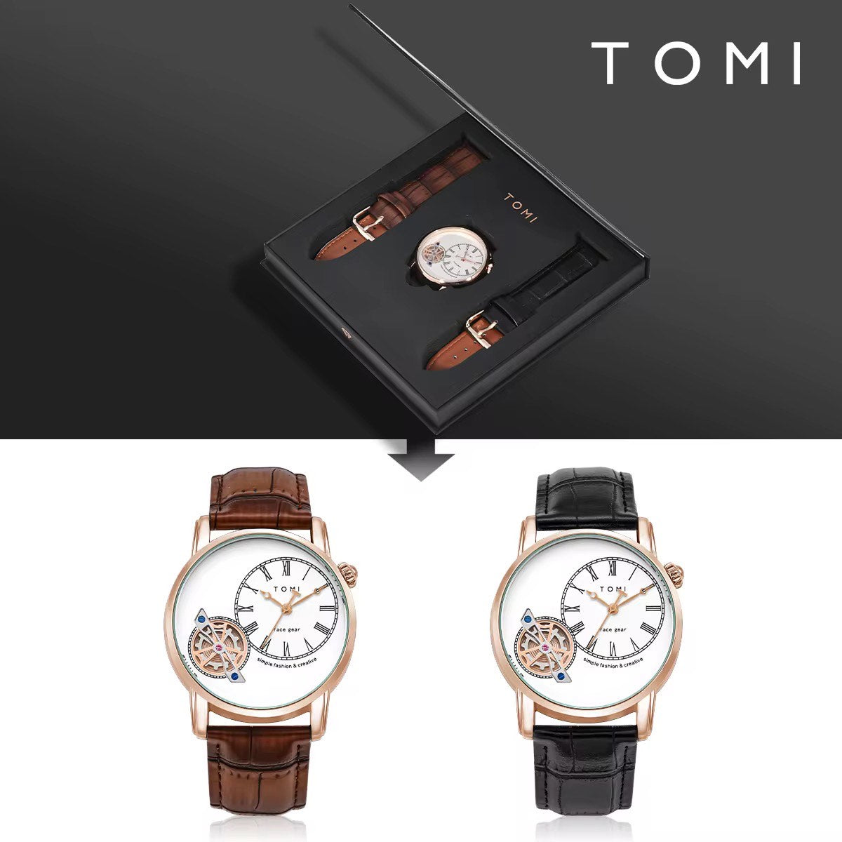 TOMI Ensemble de montres de travail pour hommes